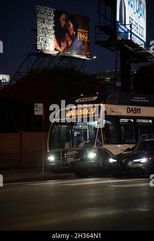 Los Angeles, CA USA - July 12, 2021: Los Angeles DASH bus with sign reading Wear a Mask Stock Photo