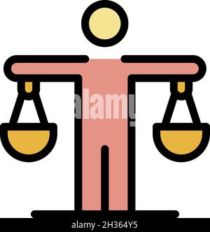 Business training balance icon. Outline business training balance vector icon color flat isolated Stock Vector