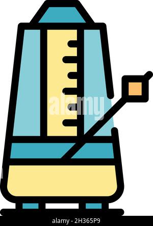 Control metronome icon. Outline control metronome vector icon color flat isolated Stock Vector