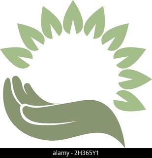 Hand icon logo flat design template vector Stock Vector