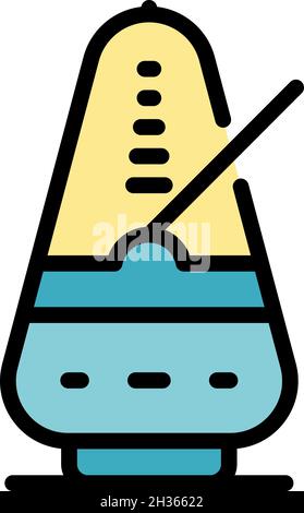 Metronome icon. Outline metronome vector icon color flat isolated Stock Vector
