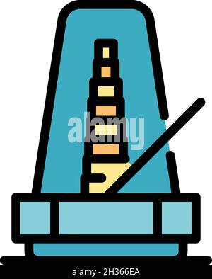 Mechanical metronome icon. Outline mechanical metronome vector icon color flat isolated Stock Vector