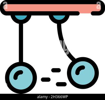 Pendulum gravity experiment icon. Outline pendulum gravity experiment vector icon color flat isolated Stock Vector