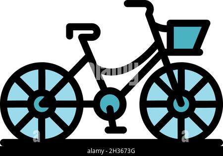 French bicycle icon. Outline french bicycle vector icon color flat isolated Stock Vector