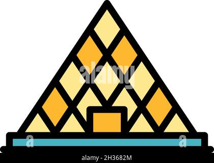 French glass pyramide icon. Outline french glass pyramide vector icon color flat isolated Stock Vector