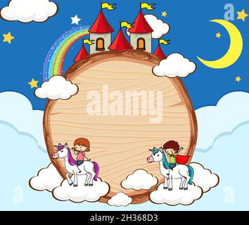 Fairy tales with blank banner wood cartoon style on white background ...