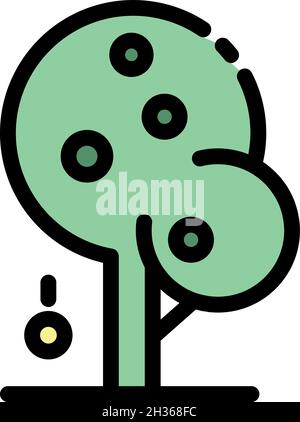 Gravity apple tree icon. Outline gravity apple tree vector icon color flat isolated Stock Vector
