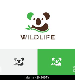 Adorable Koala Marsupial Animal Zoo Nature Negative Logo Stock Vector