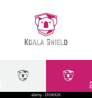 Koala Shield Marsupial Animal Game Business Nature Protection Logo Stock Vector