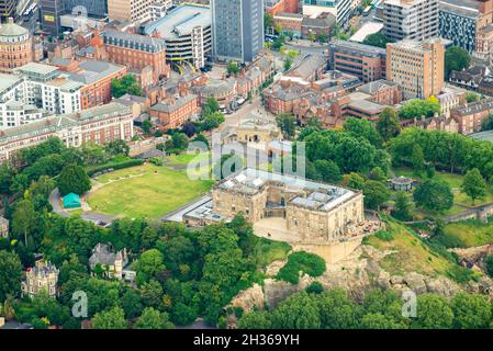 Aerial image of Nottingham Castle, Nottinghamshire England UK Stock Photo