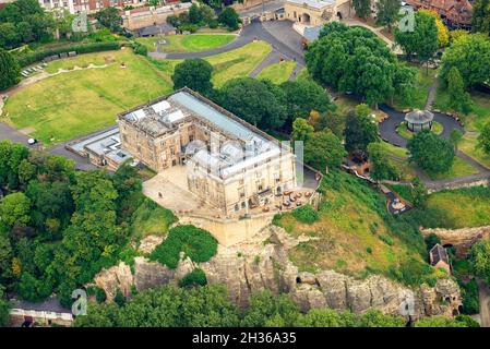 Aerial image of Nottingham Castle, Nottinghamshire England UK Stock Photo