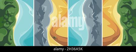 Collection of nature posters. Placard designs in flat style. Stock Vector