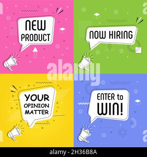 Enter to win in bubble vector on bright yellow background. New product comic speech bubble. Your opinion matter text cartoon comic explosion. Now hiri Stock Vector