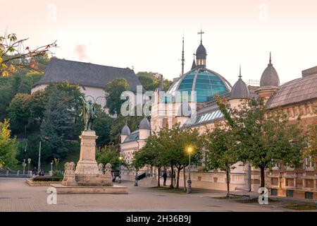 Elisabeth square Erzsebet ter in Miskolc Hungary with Kossuth Lajos statue Stock Photo