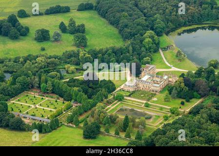 Aerial image of Newstead Abbey, Nottinghamshire England UK Stock Photo