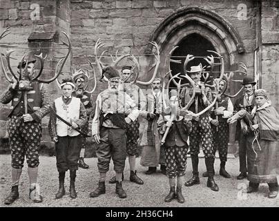 Photographic Portrait - Abbots Bromley Horn Dance - circa 1900 Stock Photo