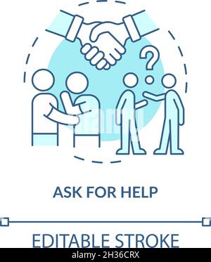 Ask for help blue concept icon Stock Vector