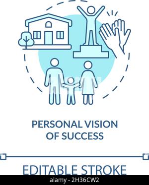 Personal vision of success blue concept icon Stock Vector