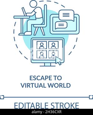 Escape to virtual world blue concept icon Stock Vector