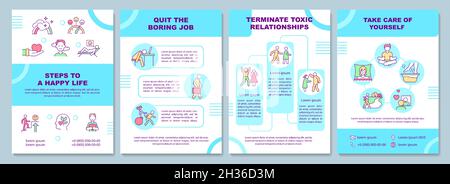 Steps to happy life brochure template Stock Vector