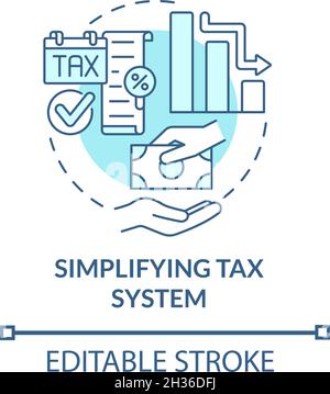 Simplifying tax system blue concept icon Stock Vector