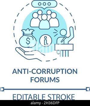 Anti corruption forums blue concept icon Stock Vector