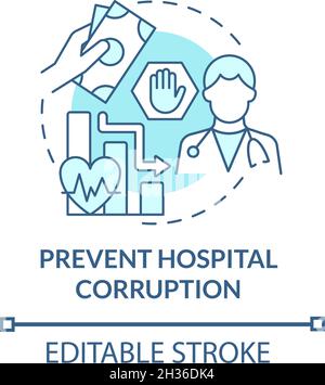 Prevent hospital corruption blue concept icon Stock Vector
