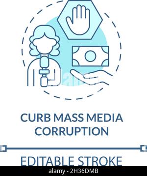 Stop mass media corruption concept icon Stock Vector