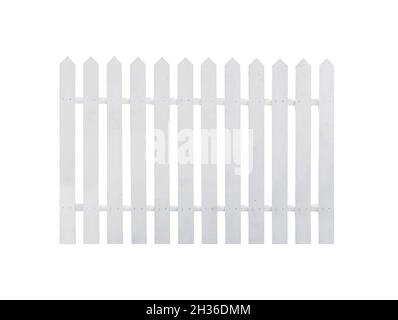 white wooden fence is isolated on a white background. Stock Photo