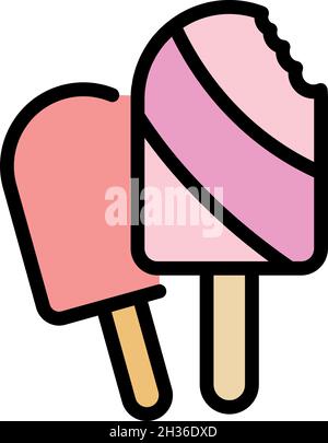 Cold popsicle icon. Outline cold popsicle vector icon color flat isolated Stock Vector