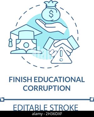 Finish educational corruption blue concept icon Stock Vector