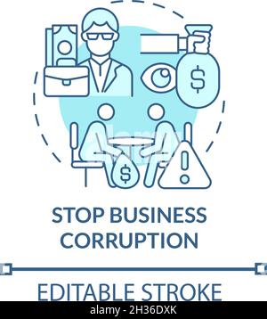 Stop business corruption blue concept icon Stock Vector