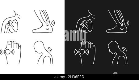 Musculoskeletal pain linear icons set for dark and light mode Stock Vector