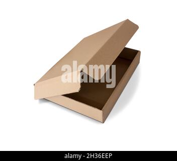 Blank open paper box package isolated on white background Stock Photo
