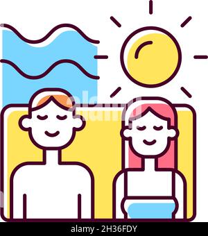 Couple spending vacation together RGB color icon Stock Vector