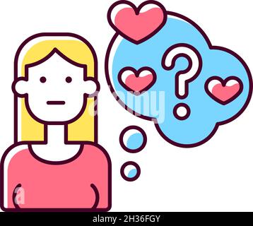 Doubting stage of relationship RGB color icon Stock Vector