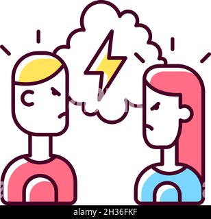 Quarreling couple RGB color icon Stock Vector
