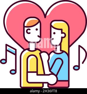 Couple dancing RGB color icon Stock Vector