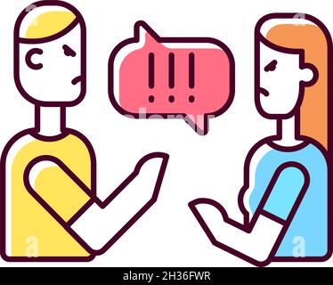 Couple criticizing each other RGB color icon Stock Vector