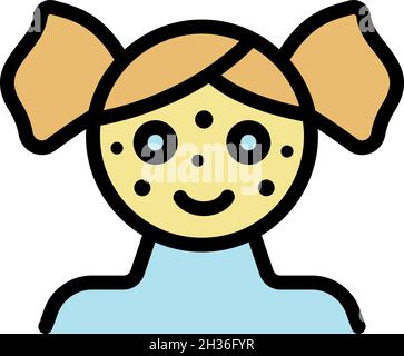 Girl chicken pox icon. Outline girl chicken pox vector icon color flat isolated Stock Vector