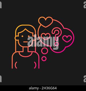 Doubting stage of relationship gradient vector icon for dark theme Stock Vector