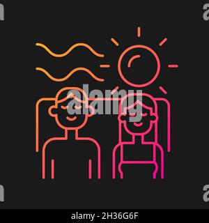 Couple spending vacation together gradient vector icon for dark theme Stock Vector