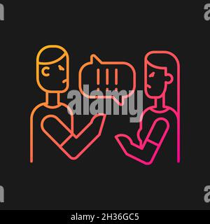 Couple criticizing each other gradient vector icon for dark theme Stock Vector