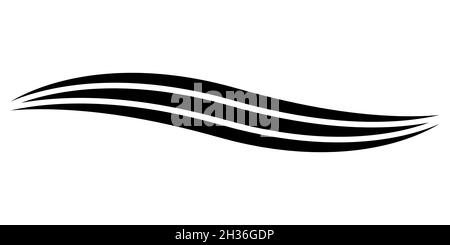 Curved calligraphic line, vector, ribbon, similar to a road element of calligraphy, elegantly curved line Stock Vector