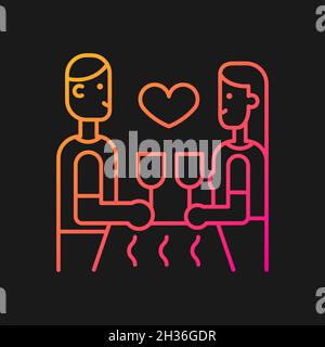 Dinner at restaurant gradient vector icon for dark theme Stock Vector