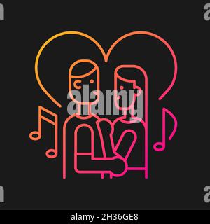 Couple dancing gradient vector icon for dark theme Stock Vector