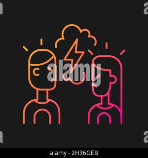 Quarreling couple gradient vector icon for dark theme Stock Vector