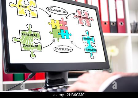 Partnership concept shown on a computer screen Stock Photo