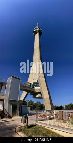Avala tower in Belgrade background blue sky Stock Photo