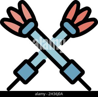 Two darts icon. Outline two darts vector icon color flat isolated Stock Vector